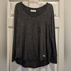 Abercrombie & Fitch Women's Black Long Sleeve V-Neck Top